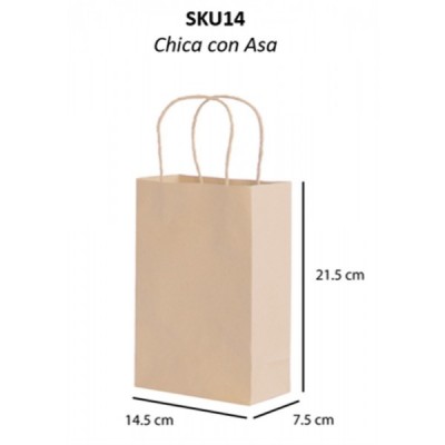 BOLSA P/REGALO CALTOM KRAFT ASA CHICA 21.5X14.5X7.5CM