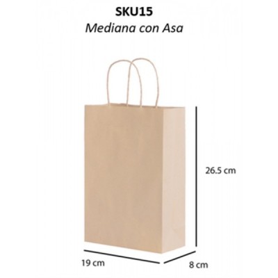 BOLSA P/REGALO CALTOM KRAFT ASA MEDIANA 26.5X19X8CM
