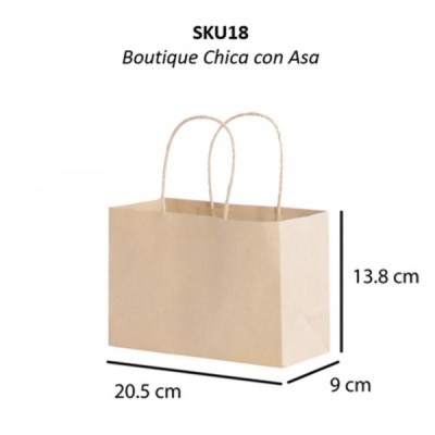 BOLSA P/REGALO CALTOM KRAFT ASA BOUTIQUE CHICA 13.8X20.5X9CM