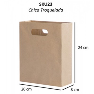 BOLSA P/REGALO CALTOM KRAFT TROQUELADA CHICA 24X20X8CM