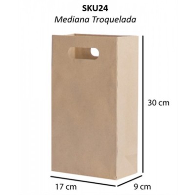 BOLSA P/REGALO CALTOM KRAFT TROQUELADA MEDIANA 30X17X9CM