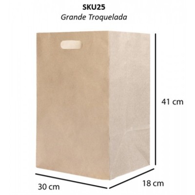 BOLSA P/REGALO CALTOM KRAFT TROQUELADA GRANDE 41X30X18CM