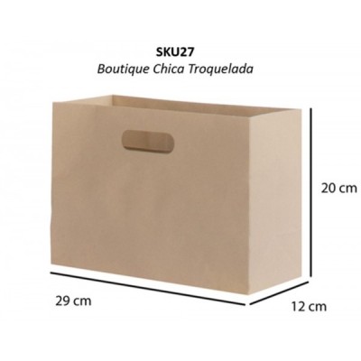 BOLSA P/REGALO CALTOM KRAFT TROQUELADA BOUTIQUE CHICA 20X29X12CM