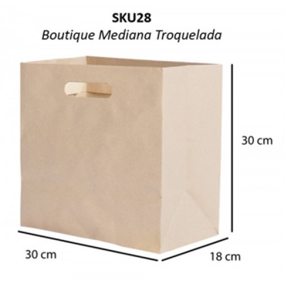 BOLSA P/REGALO CALTOM KRAFT TROQUELADA BOUTIQUE MEDIANA 30X30X18CM