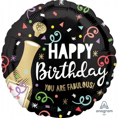 GLOBO CONVER #17C HAPPY BIRTHDAY GOLD BUBBLY