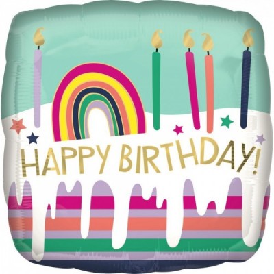 GLOBO CONVER #18Q HBD FROSTED STRIPED CAKE