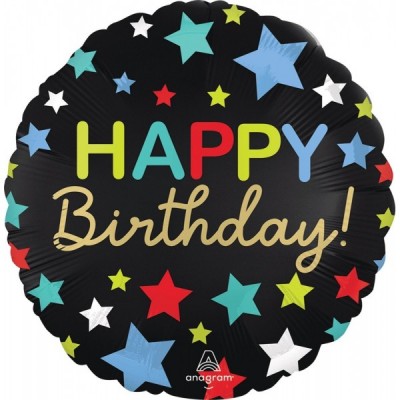 GLOBO CONVER #17C HAPPY BIRTHDAY STARS SATIN