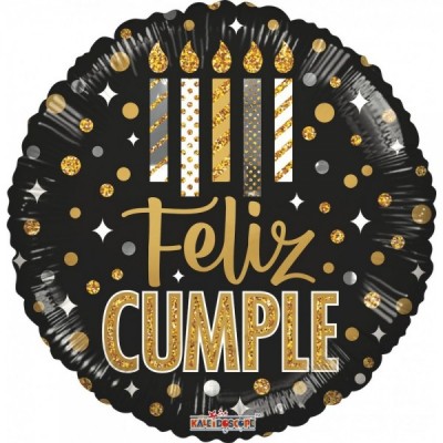 GLOBO CONVER-K #18C FELIZ CUMPLE VELAS Y DOTS
