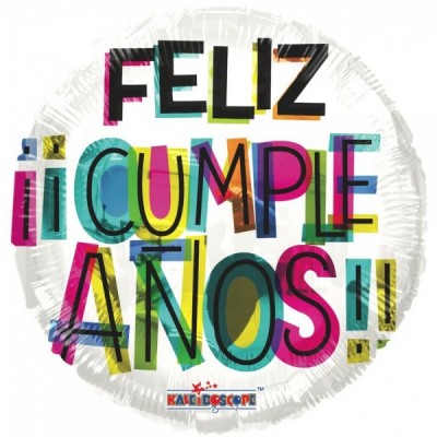 GLOBO CONVER-K #18C FELIZ CUMPLEAÑOS LETRAS COLORES