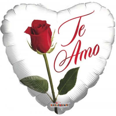 GLOBO CONVER-K #18H TE AMO BLANCO ROSA ROJA