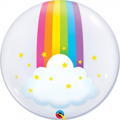 GLOBO QUALATEX #24 BURBUJA ARCOIRIS Y NUBES