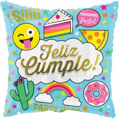 GLOBO CONVER #18Q FELIZ CUMPLE EMOTICONES