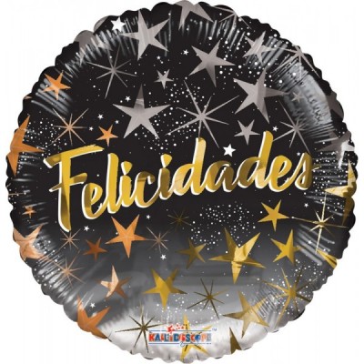 GLOBO CONVER #18C FELICIDADES ESTRELLAS NEGRO