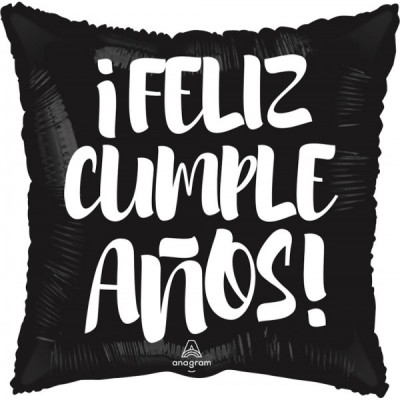 GLOBO CONVER #18Q FELIZ CUMPLE NEGRO LETRAS