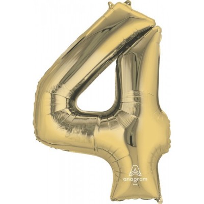 GLOBO CONVER NUMERO JUMBO #4 ORO BLANCO