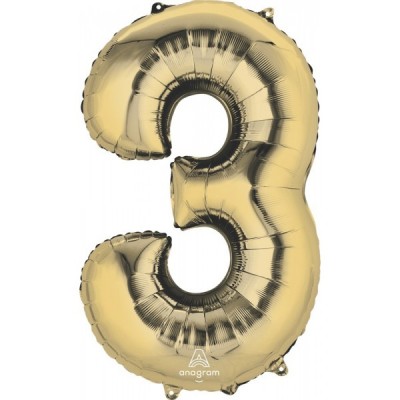 GLOBO CONVER NUMERO JUMBO #3 ORO BLANCO