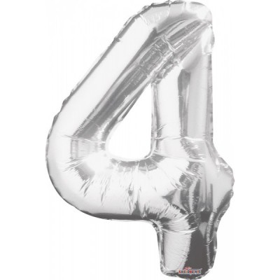 GLOBO CONVER NUMERO JUMBO #4 PLATA