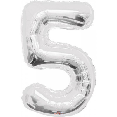 GLOBO CONVER NUMERO JUMBO #5 PLATA