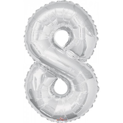 GLOBO CONVER NUMERO JUMBO #8 PLATA