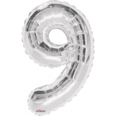 GLOBO CONVER NUMERO JUMBO #9 PLATA
