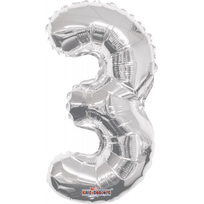 GLOBO CONVER NUMERO MINI #3 PLATA
