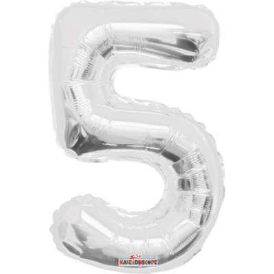 GLOBO CONVER NUMERO MINI #5 PLATA