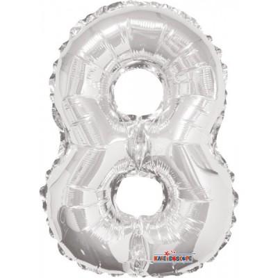 GLOBO CONVER NUMERO MINI #8 PLATA