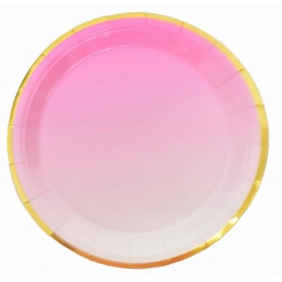 PLATO GIFTPOP #7 ROSA DEGRADADO FILO DORADO C/10