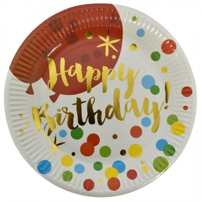 PLATO GIFTPOP #7 HAPPY BIRTHDAY PUNTOS COLORES C/10