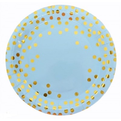 PLATO GIFTPOP #9 AZUL PUNTOS DORADOS C/10