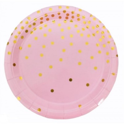 PLATO GIFTPOP #7 ROSA PUNTOS DORADOS C/10