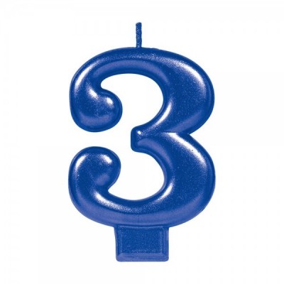 VELA NUMERICA METALICA AZUL #3 GMK-EURO --
