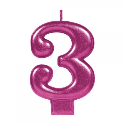 VELA NUMERICA METALICA ROSA #3 GMK-EURO --