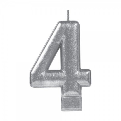 VELA NUMERICA METALICA PLATA #4 GMK-EURO --