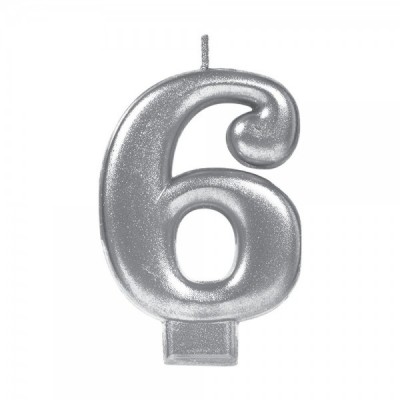 VELA NUMERICA METALICA PLATA #6 GMK-EURO --