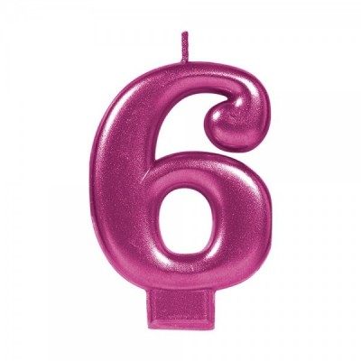 VELA NUMERICA METALICA ROSA #6 GMK-EURO --