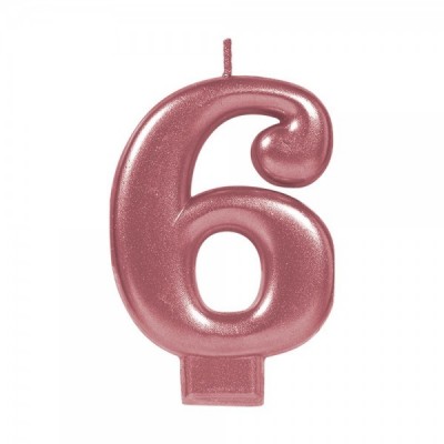 VELA NUMERICA METALICA ROSA ORO #6 GMK-EURO --