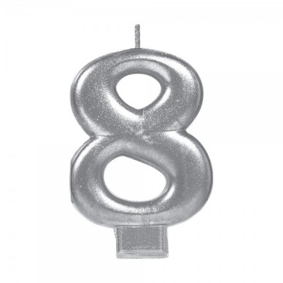 VELA NUMERICA METALICA PLATA #8 GMK-EURO --