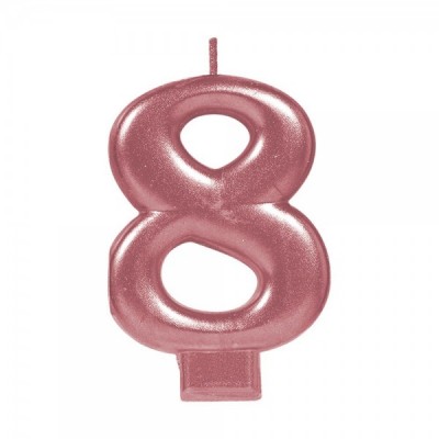 VELA NUMERICA METALICA ROSA ORO #8 GMK-EURO --