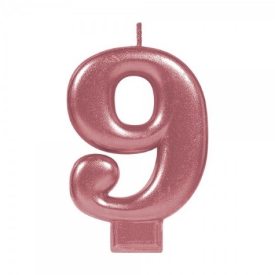 VELA NUMERICA METALICA ROSA ORO #9 GMK-EURO --