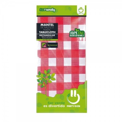 MANTEL TABLON PARTY IS ON CUADROS ROJOS 1PZA --