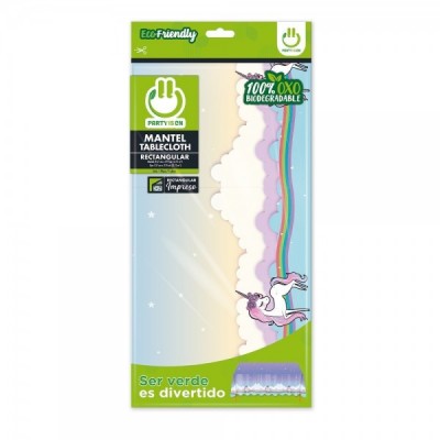 MANTEL TABLON PARTY IS ON IMPRESO UNICORNIO --