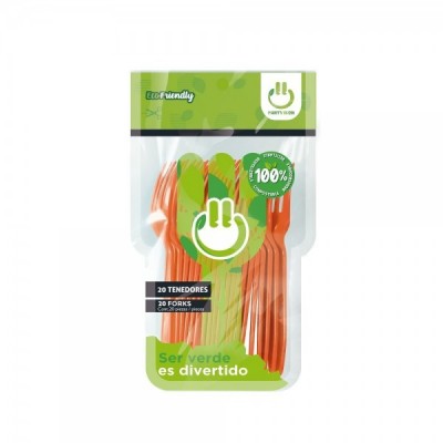 TENEDOR PARTY IS ON COLOR NARANJA C/20 --
