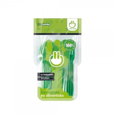 TENEDOR PARTY IS ON COLOR VERDE BANDERA C/20 --