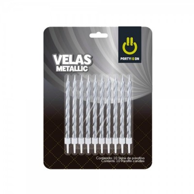 VELA ESPIRAL METALICA PLATA PARTY IS ON --