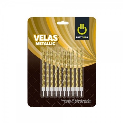 VELA ESPIRAL METALICA DORADO PARTY IS ON C/10 --