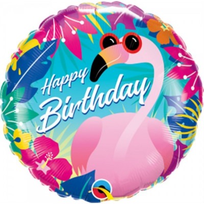 GLOBO QUALATEX #18C CUMPLEAÑOS FLAMINGO TROPICAL