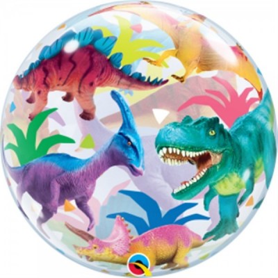 GLOBO QUALATEX BURBUJA #22 DINOSAURIOS COLORIDOS 1PZ