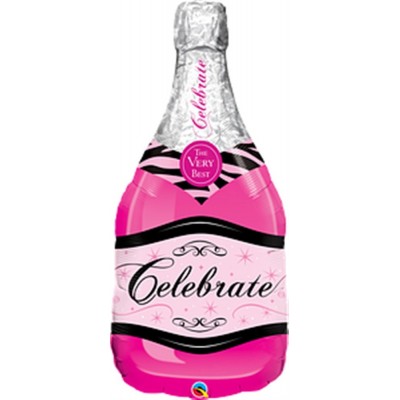 GLOBO QUALATEX #39SHP BOTELLA CELEBRATE ROSA (15832)