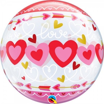 GLOBO QUALATEX BURBUJA #22 LOVE CONNECTED HEARTS